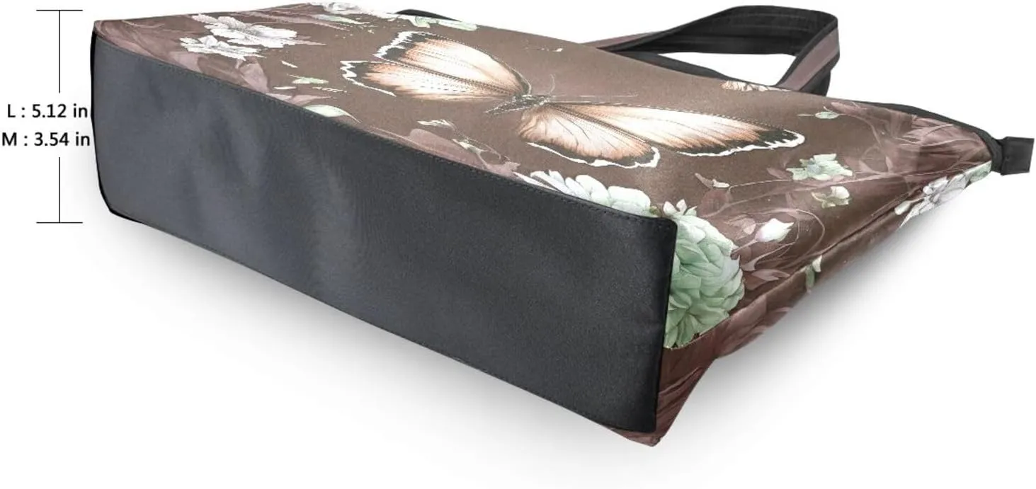 Butterfly Tote Bags for Women Purses and Ladies Work Handbags Medium 2 Size Shoulder Bags with Zipper Pockets