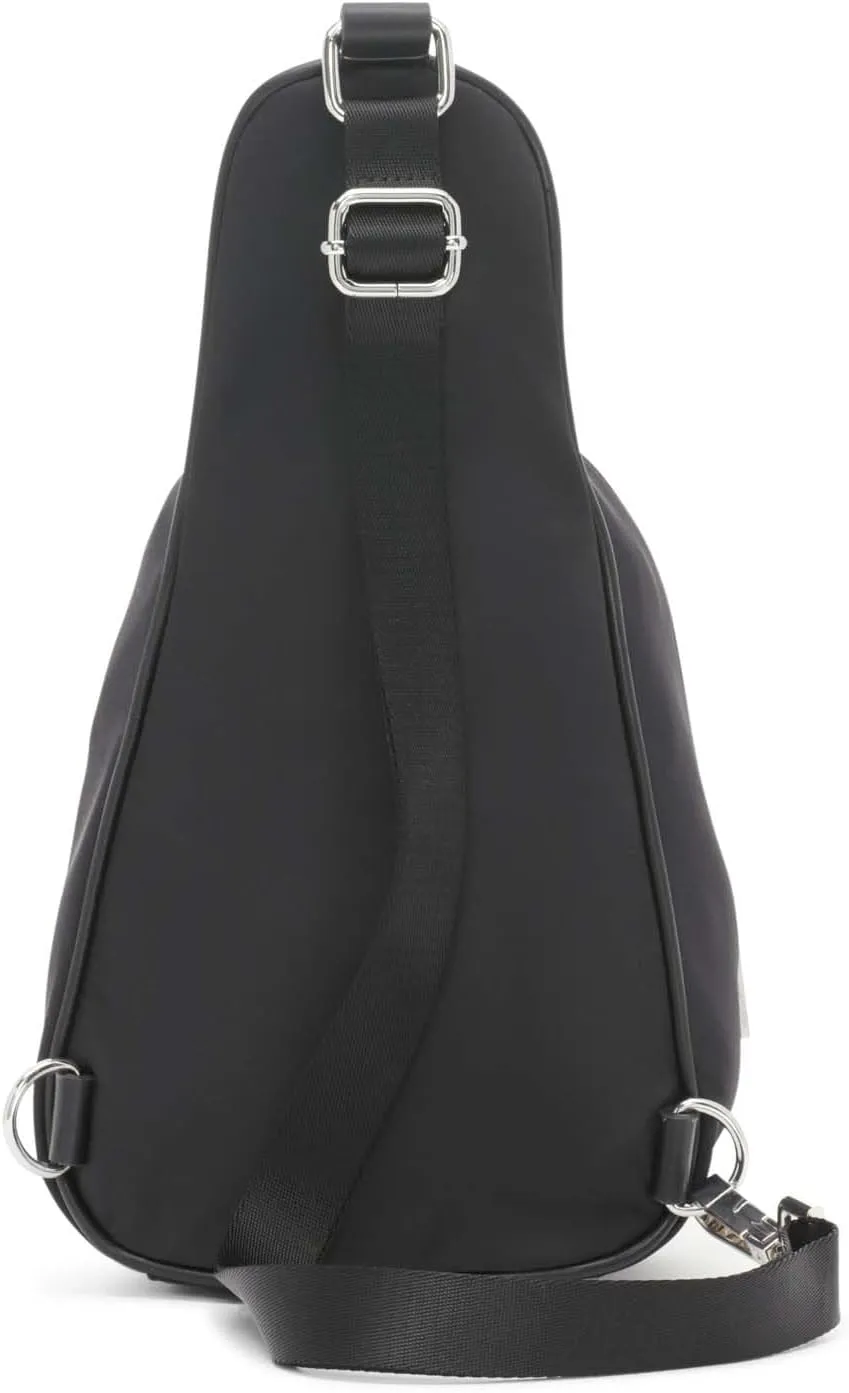 Calvin Klein Jessie Organizational Sling Backpack, Black/Silver, One Size