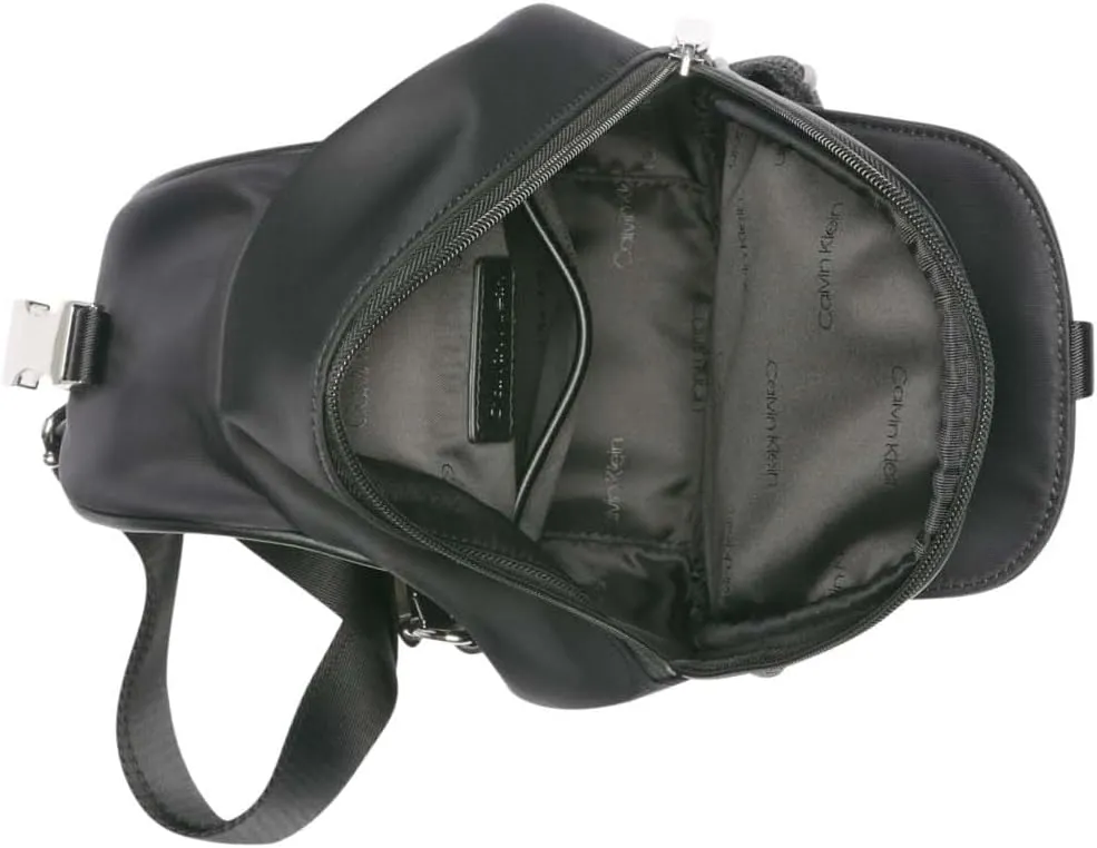 Calvin Klein Jessie Organizational Sling Backpack, Black/Silver, One Size