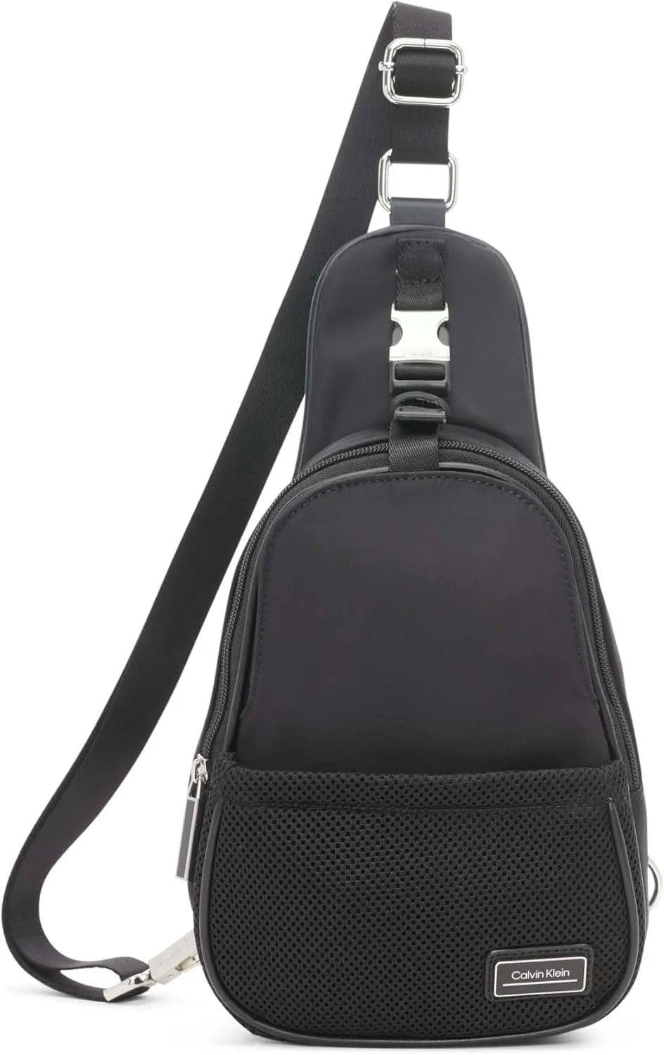 Calvin Klein Jessie Organizational Sling Backpack, Black/Silver, One Size