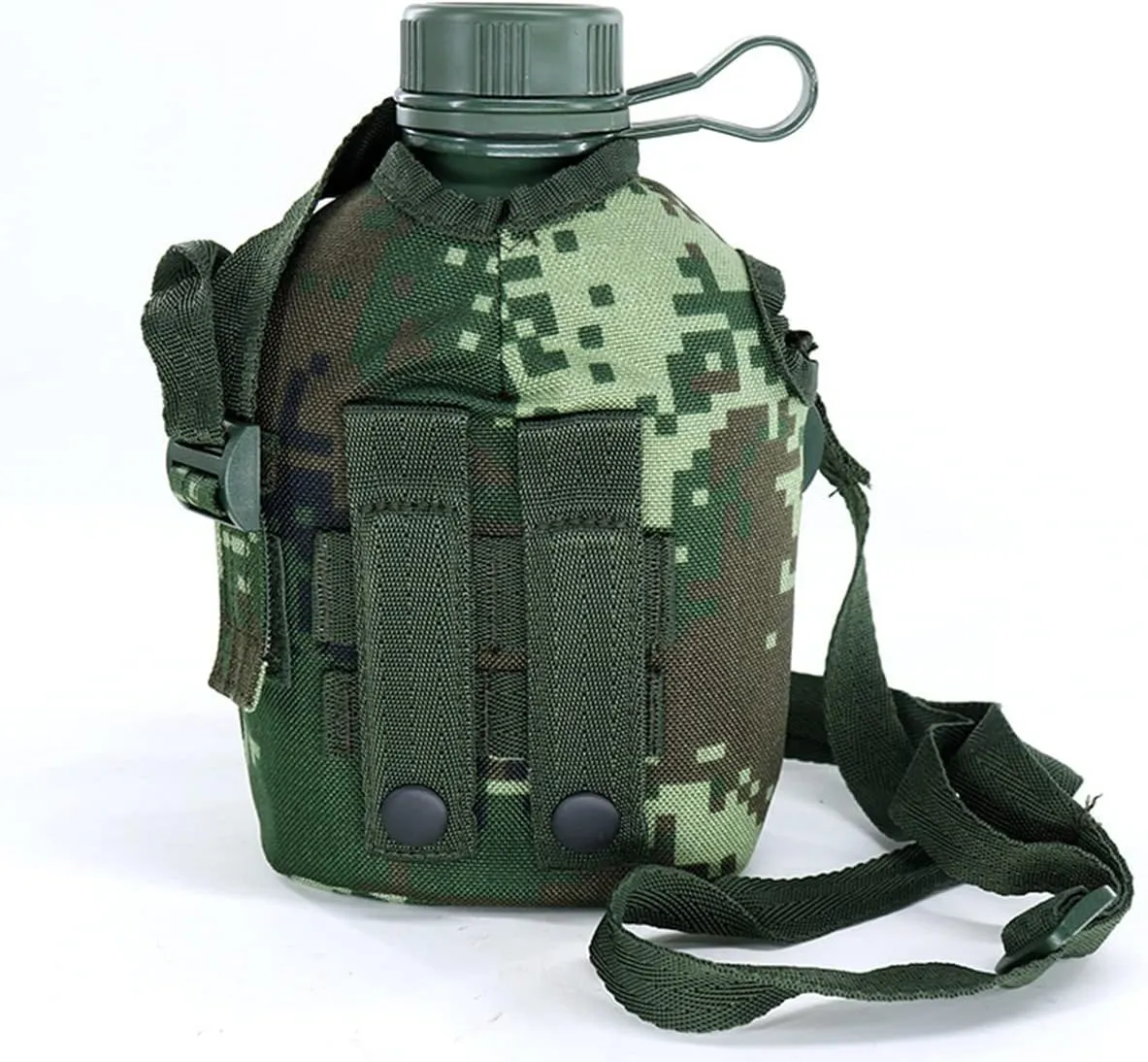 Camouflage Kettle, Titanium Military Canteen Cup, Aluminum Military Water Bottle, Army Style Canteen, with Cover Bag for Camping, Hiking, Backpacking, Hunting (Jungle Camouflage)