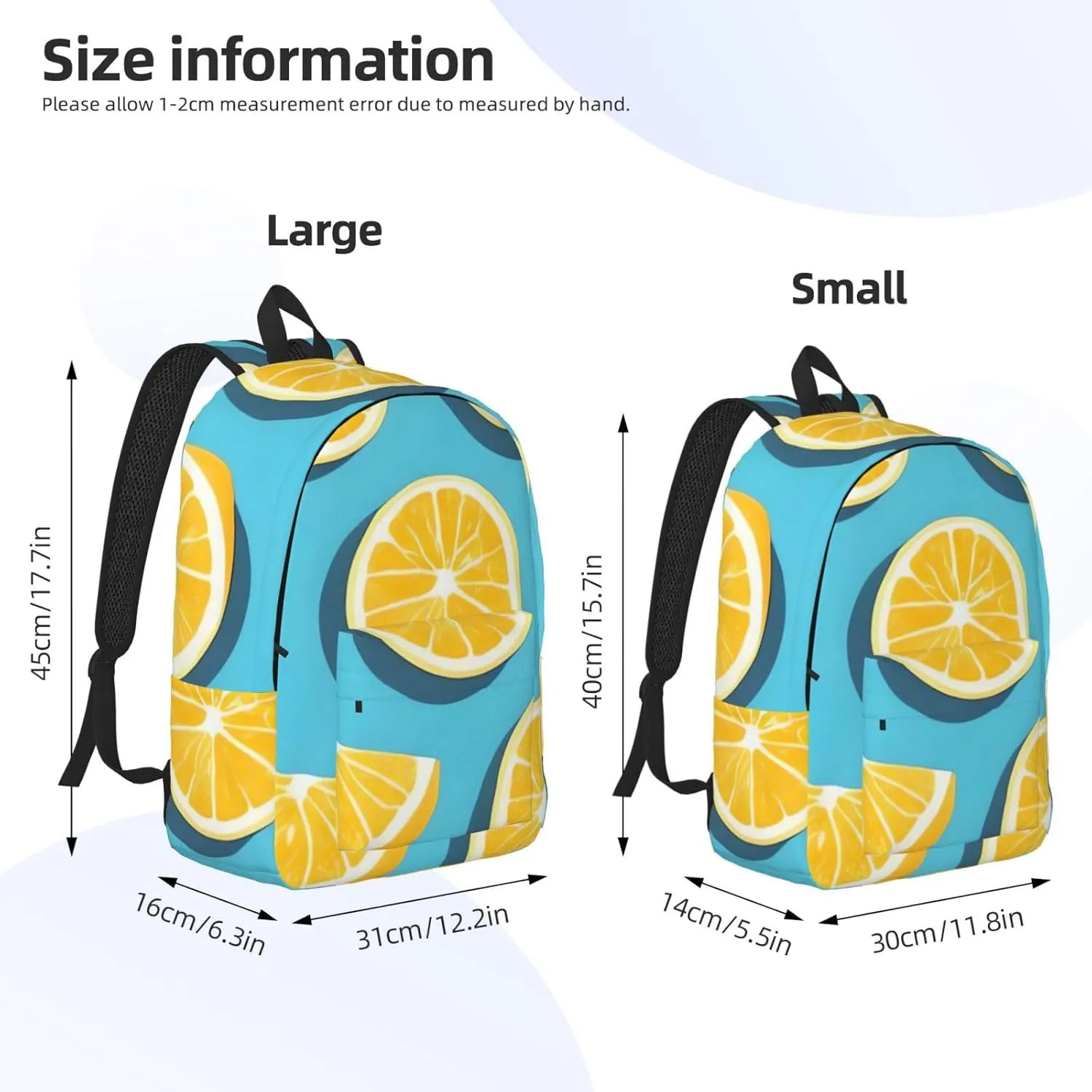 Canvas Backpack for Men Women Laptop Backpack Lemon wedges Rucksack Lightweight Canvas Daypack
