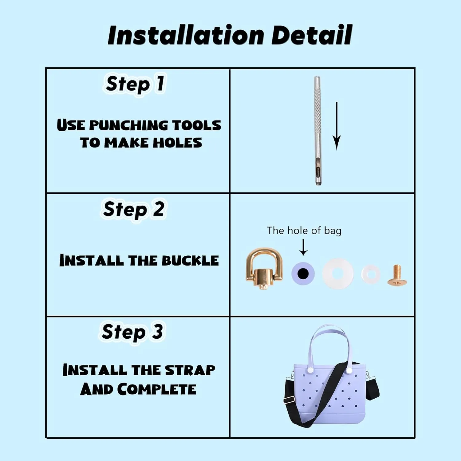 Canvas Bag Strap for Bogg Bag Accessories, 2" Width 28-52" Length Adjustable Canvas Strap for Beach Bag, Cyan