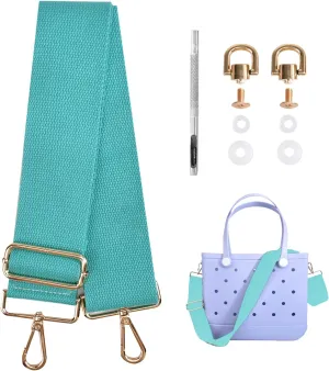 Canvas Bag Strap for Bogg Bag Accessories, 2" Width 28-52" Length Adjustable Canvas Strap for Beach Bag, Cyan