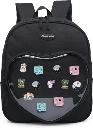 Canvas Ita Bag Backpack Heart Shaped Purse JK Uniform Bags for Anime Pins Display