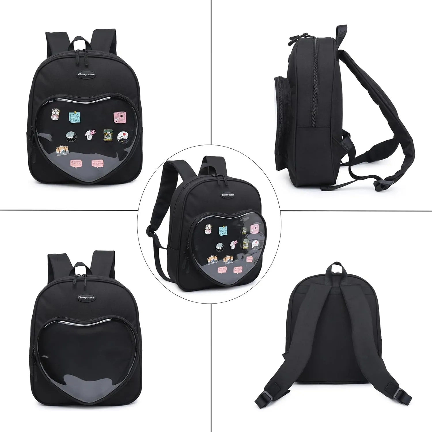 Canvas Ita Bag Backpack Heart Shaped Purse JK Uniform Bags for Anime Pins Display