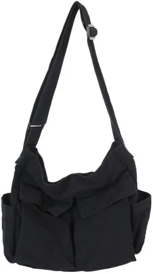 Canvas Messenger Vintage Bag Letter Pattern Crossbody Bag Emo Goth Shoulder Satchels Y2K Harajuku Bag Grunge Handbag