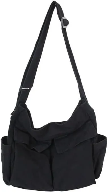 Canvas Messenger Vintage Bag Letter Pattern Crossbody Bag Emo Goth Shoulder Satchels Y2K Harajuku Bag Grunge Handbag