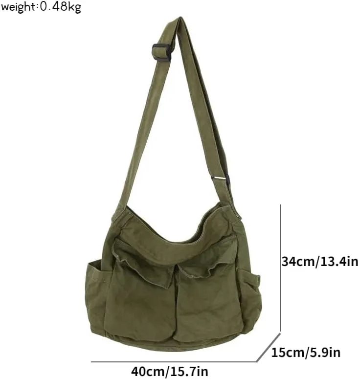 Canvas Messenger Vintage Bag Letter Pattern Crossbody Bag Emo Goth Shoulder Satchels Y2K Harajuku Bag Grunge Handbag