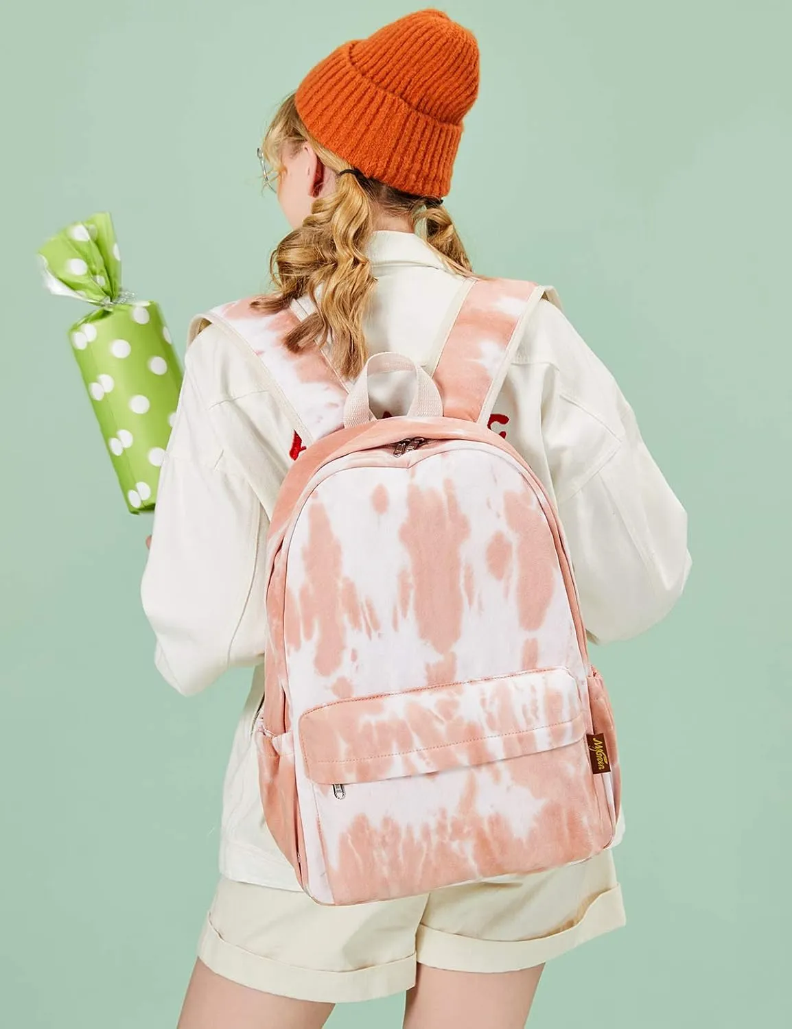 Canvas School Bag Backpack Ranibow Style Unisex Canvas Zip Backpack College Bag for Teens Girls Casual Travel Daypack