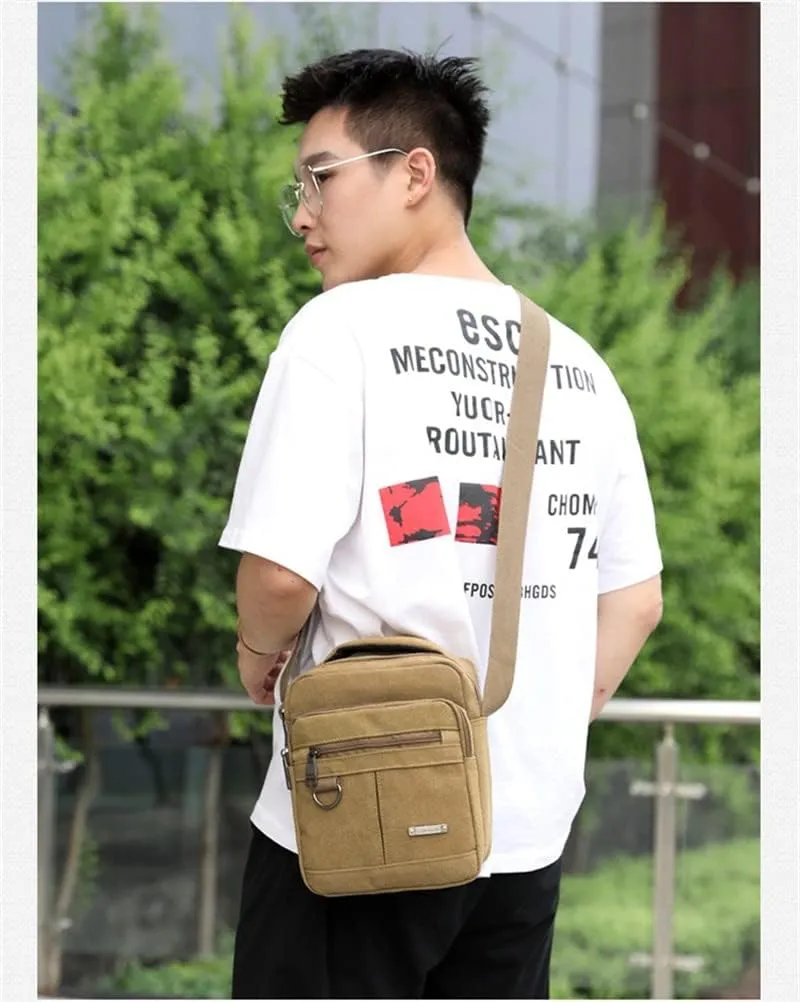 Canvas Shoulder Bag Canvas Crossbody Backpack Outdoor Leisure Travel Portable Shoulder Bag Suitable for Men and Women