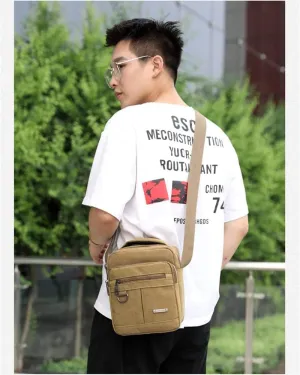 Canvas Shoulder Bag Canvas Crossbody Backpack Outdoor Leisure Travel Portable Shoulder Bag Suitable for Men and Women