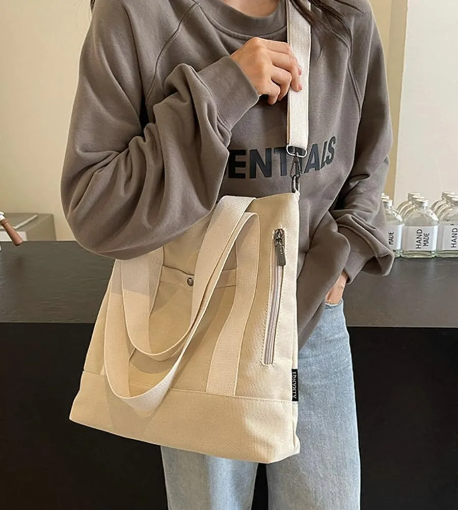 Canvas Shoulder Bag for Women Men Retro Crossbody Bag Hobo Bags Slouchy Tote Bag Casual Handbag Purse
