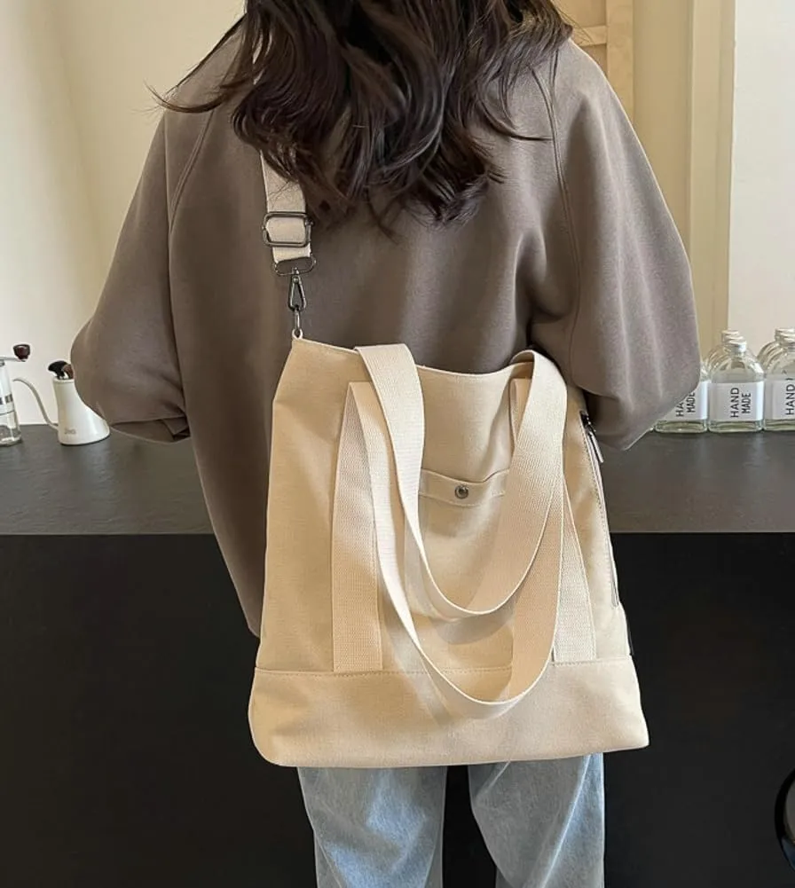 Canvas Shoulder Bag for Women Men Retro Crossbody Bag Hobo Bags Slouchy Tote Bag Casual Handbag Purse