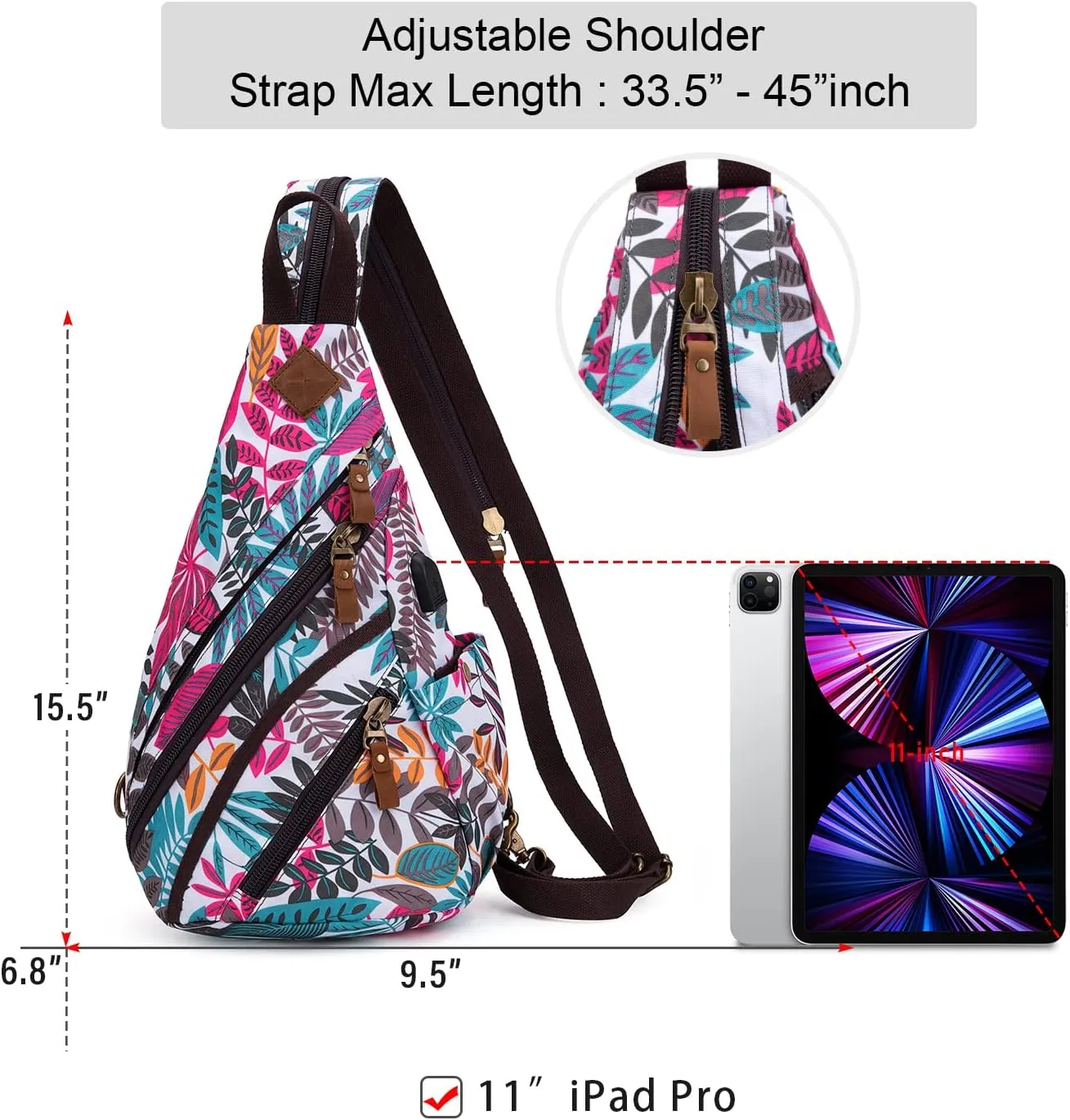 Canvas Sling Bag Crossbody Backpack Genuine Leather Shoulder Bag Casual Daypacks For Men