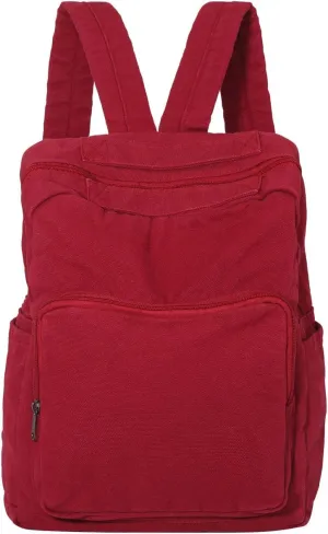 Canvas Small Backpack Purse for Women Cute Aesthetic Red Mini Backpack for Teen Girls Ladies Vintage School Bookbag Purse
