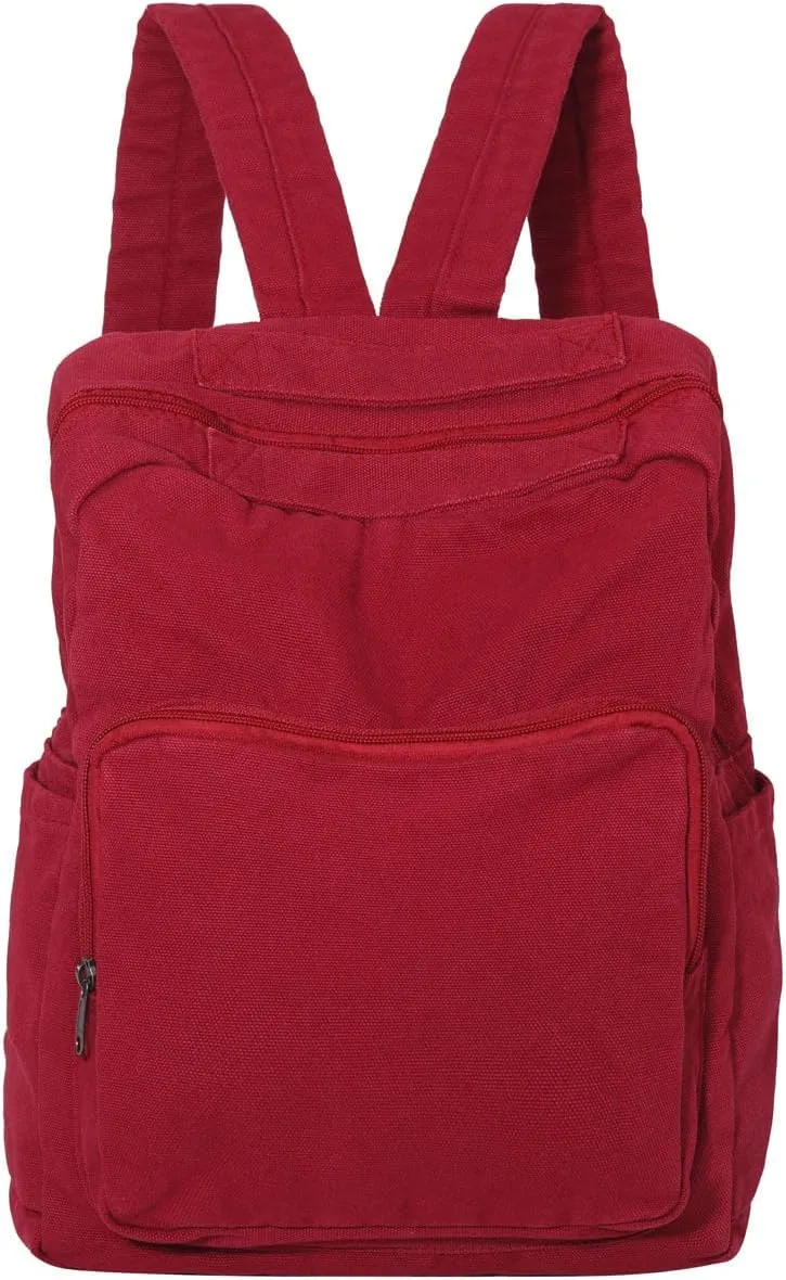 Canvas Small Backpack Purse for Women Cute Aesthetic Red Mini Backpack for Teen Girls Ladies Vintage School Bookbag Purse