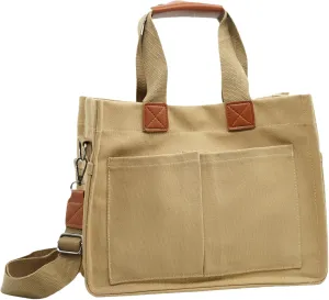 Canvas Tote Bag with Multi-pocket for Women Handbags Casual Hobo Crossbody Messenger Shoulder Bag