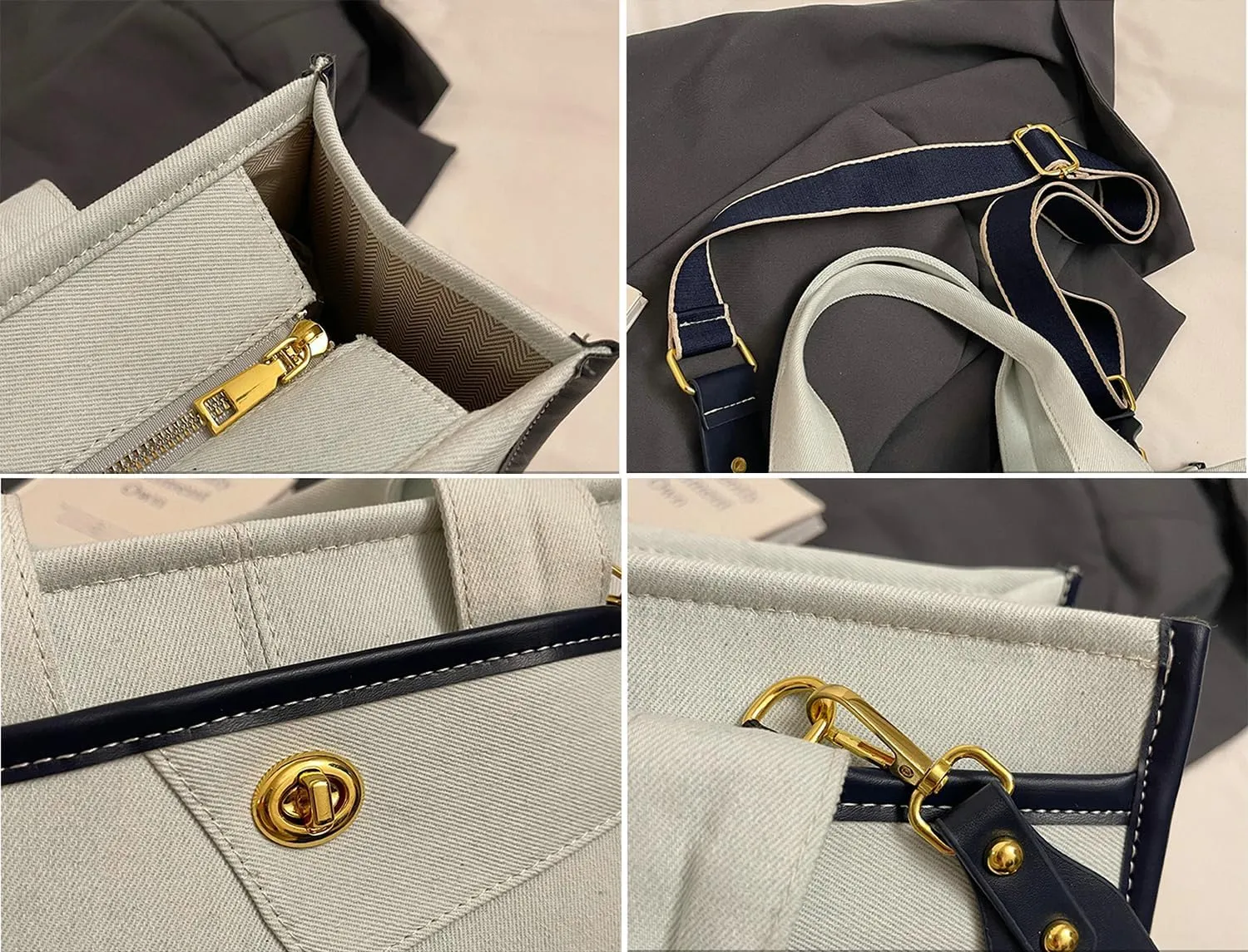 Canvas Tote Bag Women Large Denim Shoulder Bag Vintage Satchels Cute Hobo Bags Work Travel College Casual Tote Handbag
