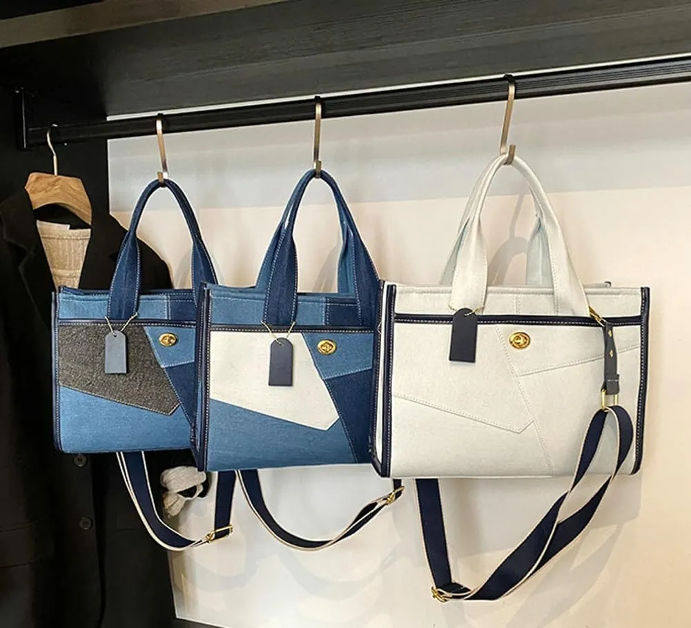 Canvas Tote Bag Women Large Denim Shoulder Bag Vintage Satchels Cute Hobo Bags Work Travel College Casual Tote Handbag