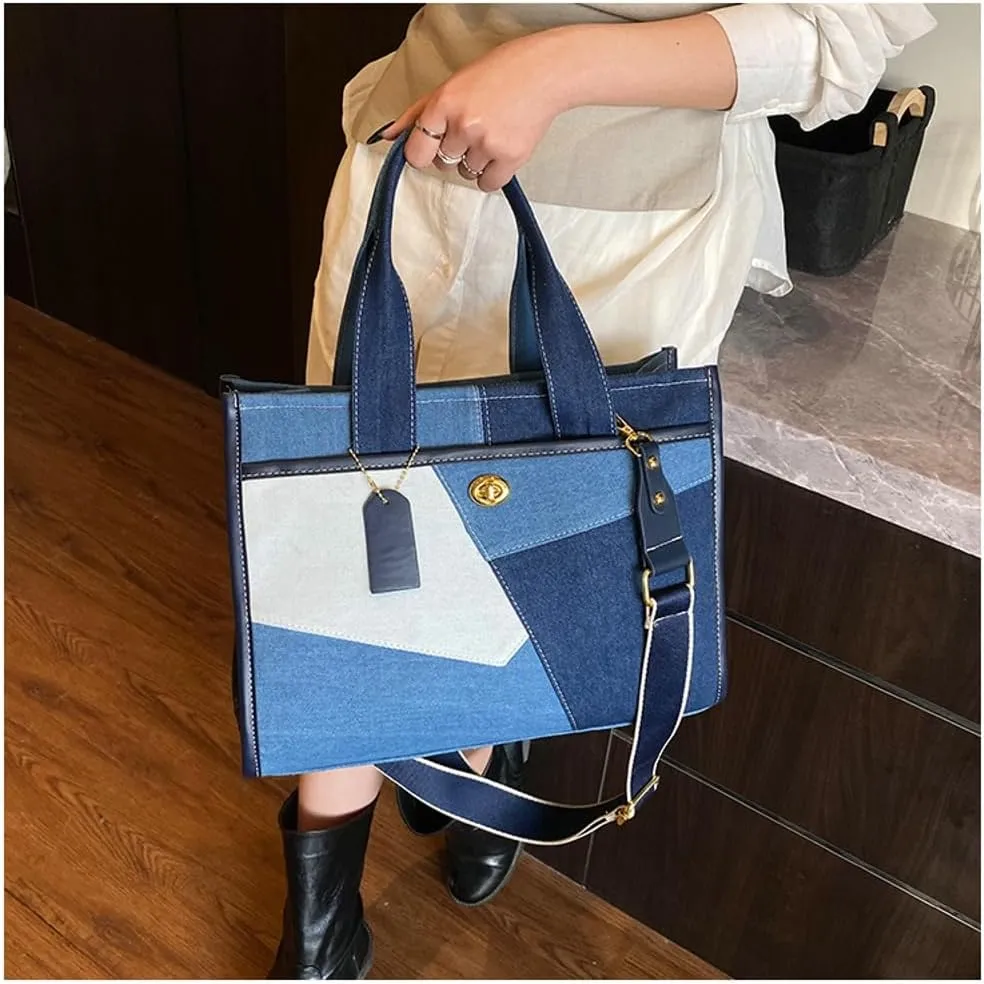Canvas Tote Bag Women Large Denim Shoulder Bag Vintage Satchels Cute Hobo Bags Work Travel College Casual Tote Handbag
