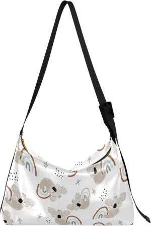 Cartoon Llama Alpaca Grey Soft Leather Hobo Bags for Women Large Crossbody Bags Animal Print Crossbody Hobo Purses