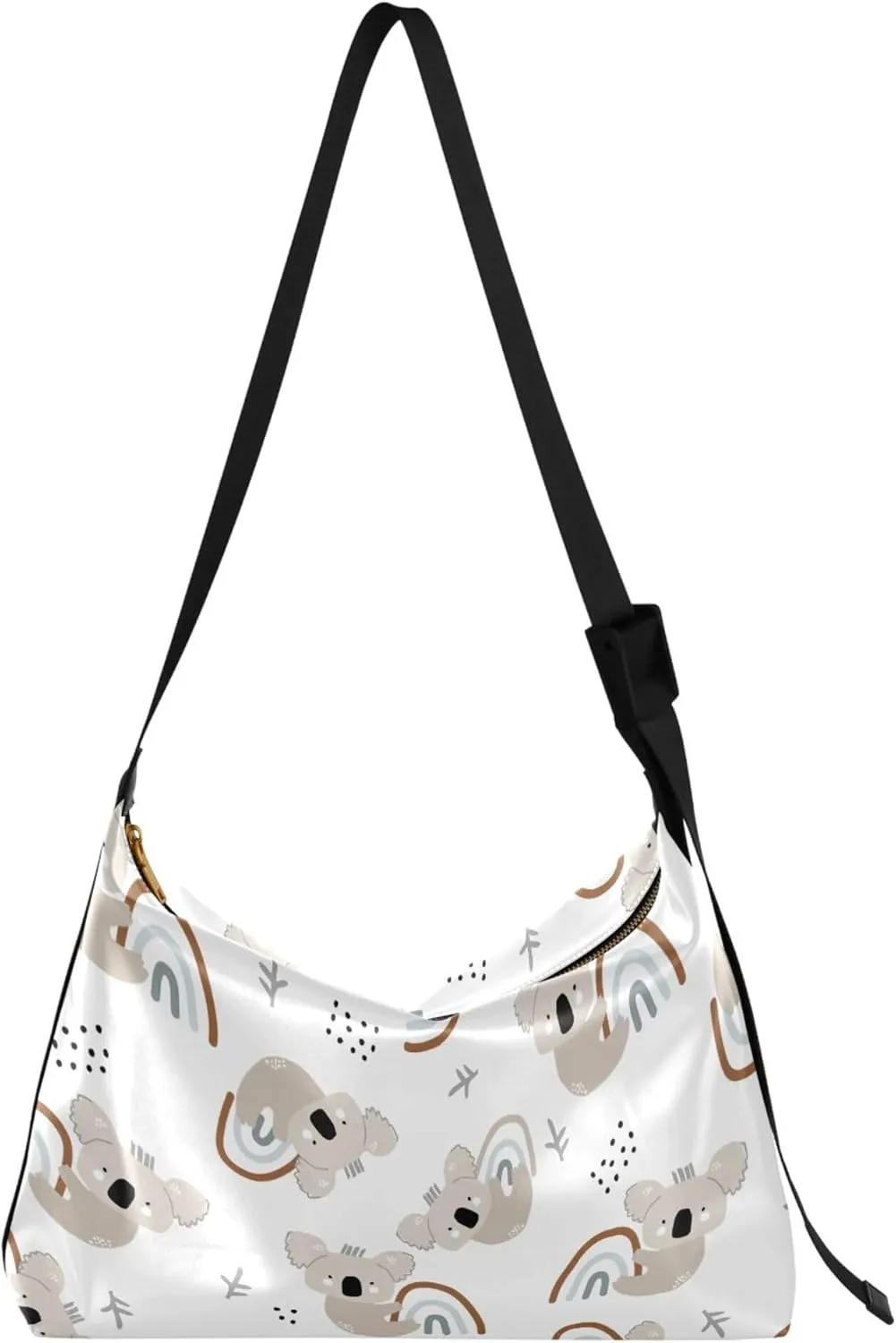 Cartoon Llama Alpaca Grey Soft Leather Hobo Bags for Women Large Crossbody Bags Animal Print Crossbody Hobo Purses