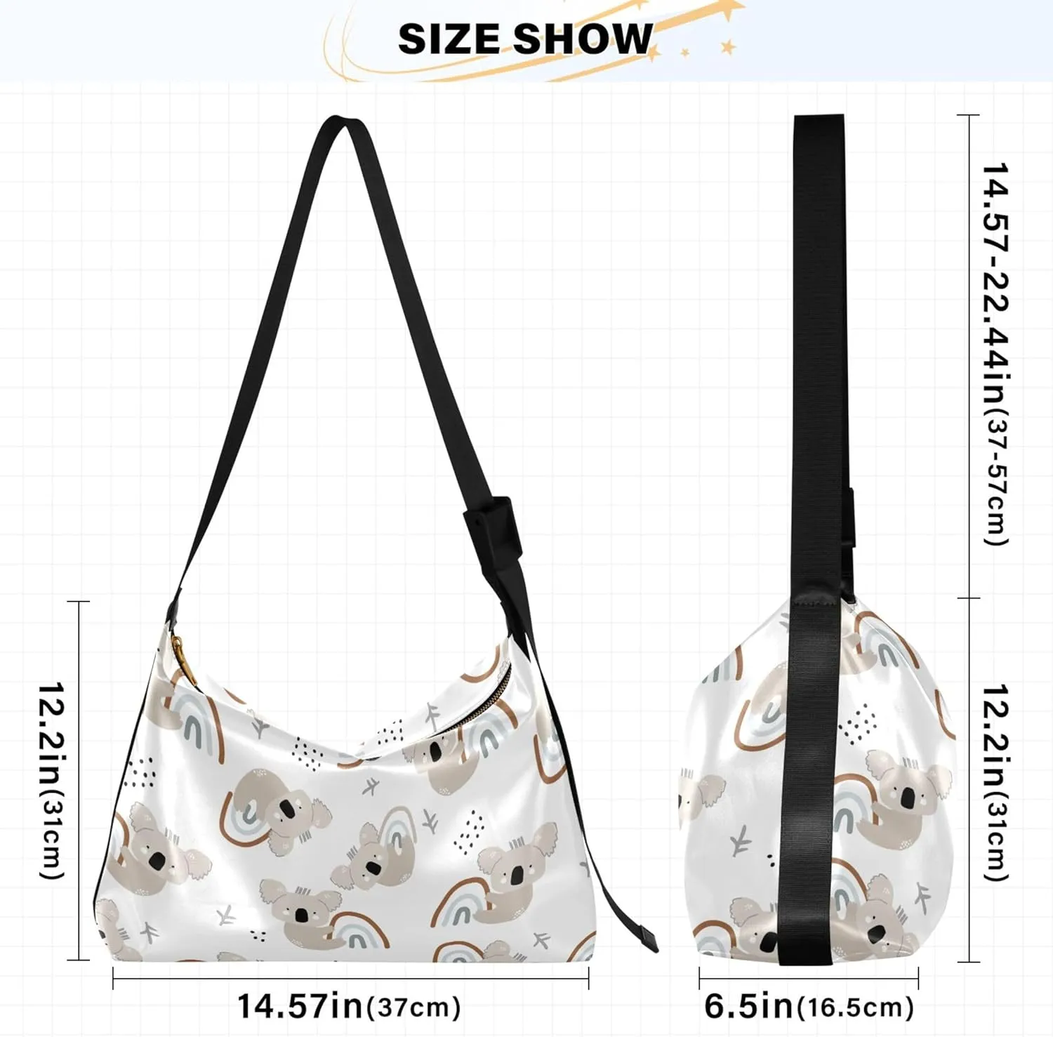 Cartoon Llama Alpaca Grey Soft Leather Hobo Bags for Women Large Crossbody Bags Animal Print Crossbody Hobo Purses
