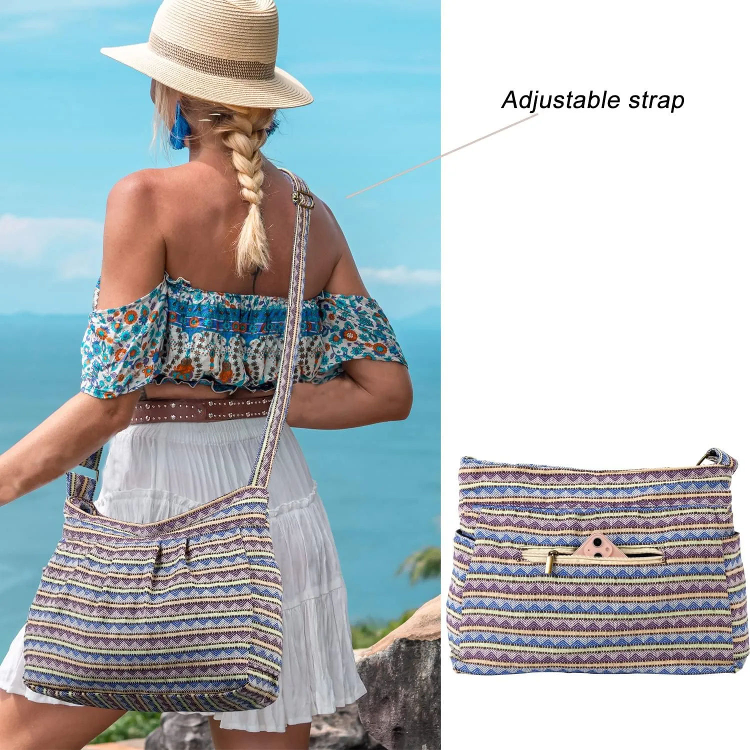 Casual Large Durable Fabric CrossBody Hobo Shoulder Messenger Travel Purse Wallet Handbag Tote Bag