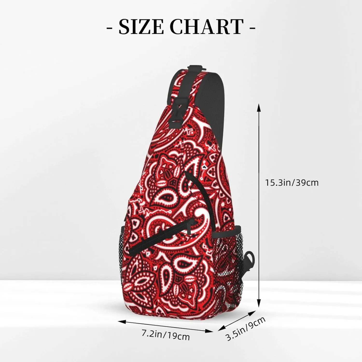 Casual Sling Backpack for Men for Paisley Bandana Red Crossbody Backpack, Unbalance Gym Bag Travel Bag Outdoor Hiking Daypack