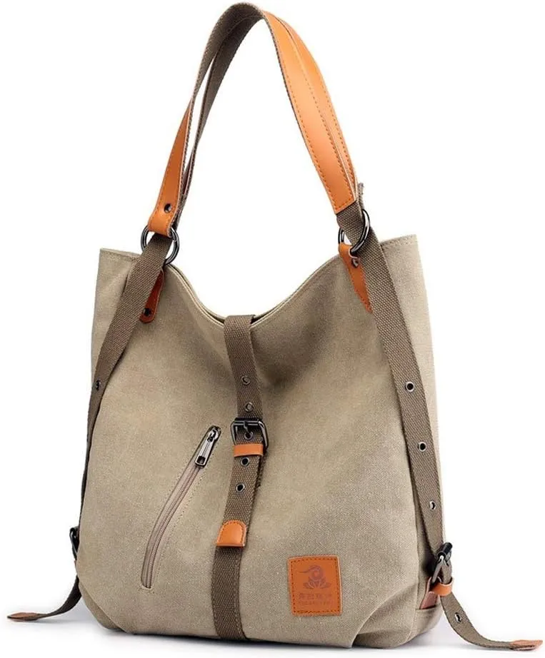 Cayla 3 Ways Canvas Purses Handbags Totes Shoulder Bag Backpack Hobo For Women