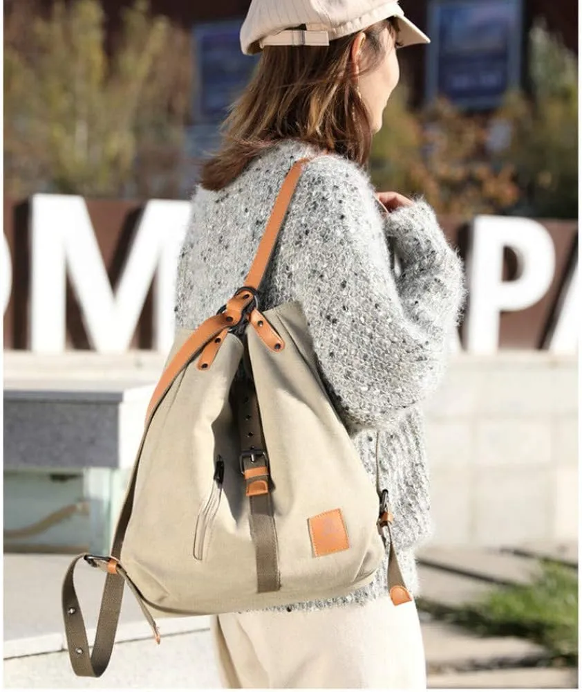 Cayla 3 Ways Canvas Purses Handbags Totes Shoulder Bag Backpack Hobo For Women