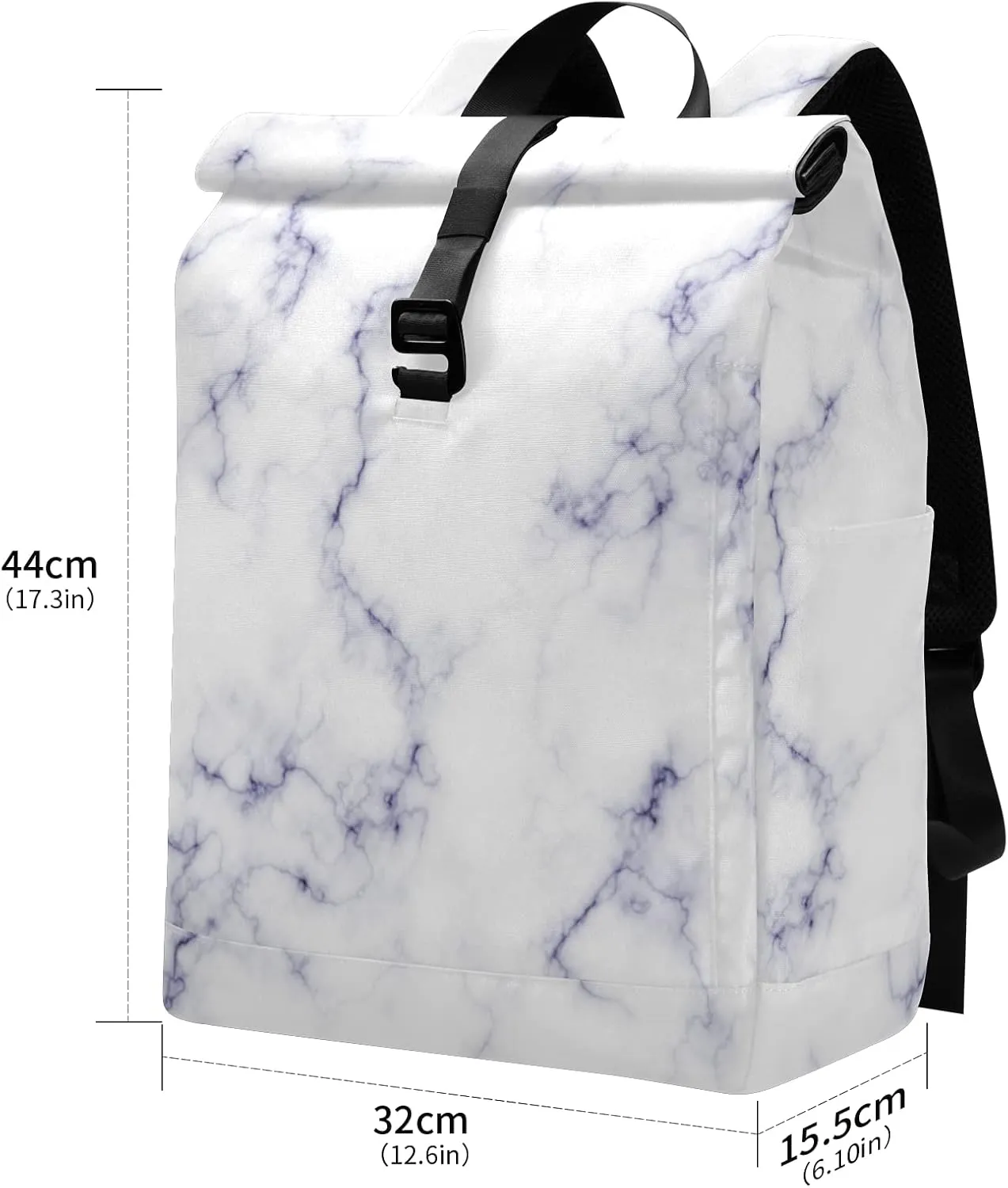 CBBYY Travel Roll Top Backpack for Men, Marble Expandable Waterproof Trendy Laptop Backpack