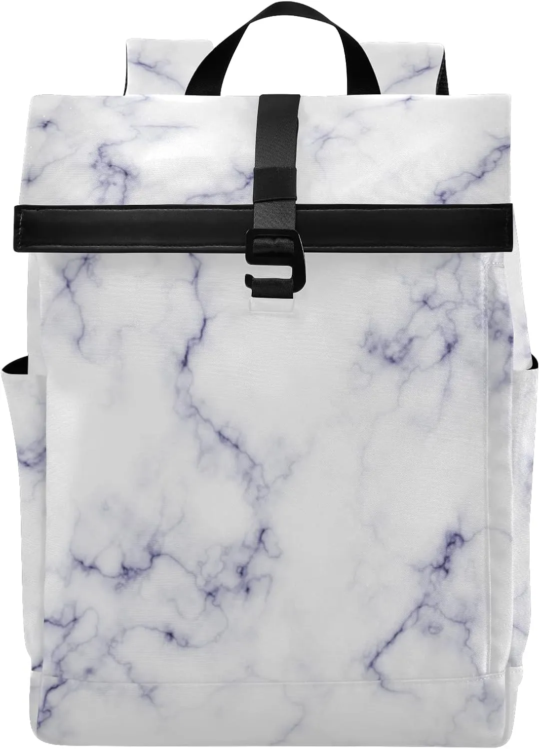 CBBYY Travel Roll Top Backpack for Men, Marble Expandable Waterproof Trendy Laptop Backpack