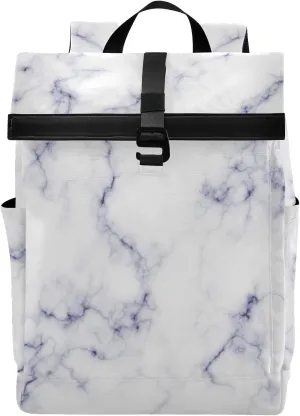 CBBYY Travel Roll Top Backpack for Men, Marble Expandable Waterproof Trendy Laptop Backpack