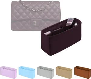 CF Bag Divider Organizer, Medium Tote Bag Organizer Insert Compatible with Chanel Classic Flap, Multiple Pockets Inner Bag for Women bags (Cassis, Chanel CF Medium)