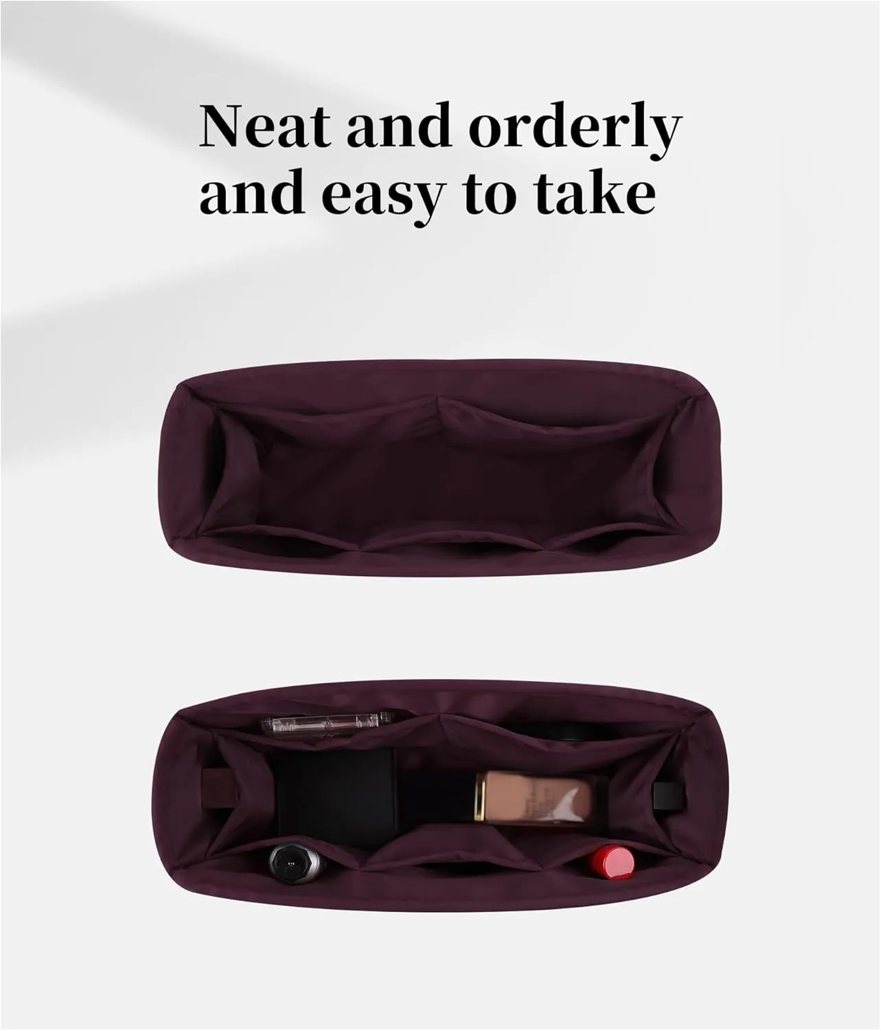 CF Bag Divider Organizer, Medium Tote Bag Organizer Insert Compatible with Chanel Classic Flap, Multiple Pockets Inner Bag for Women bags (Cassis, Chanel CF Medium)