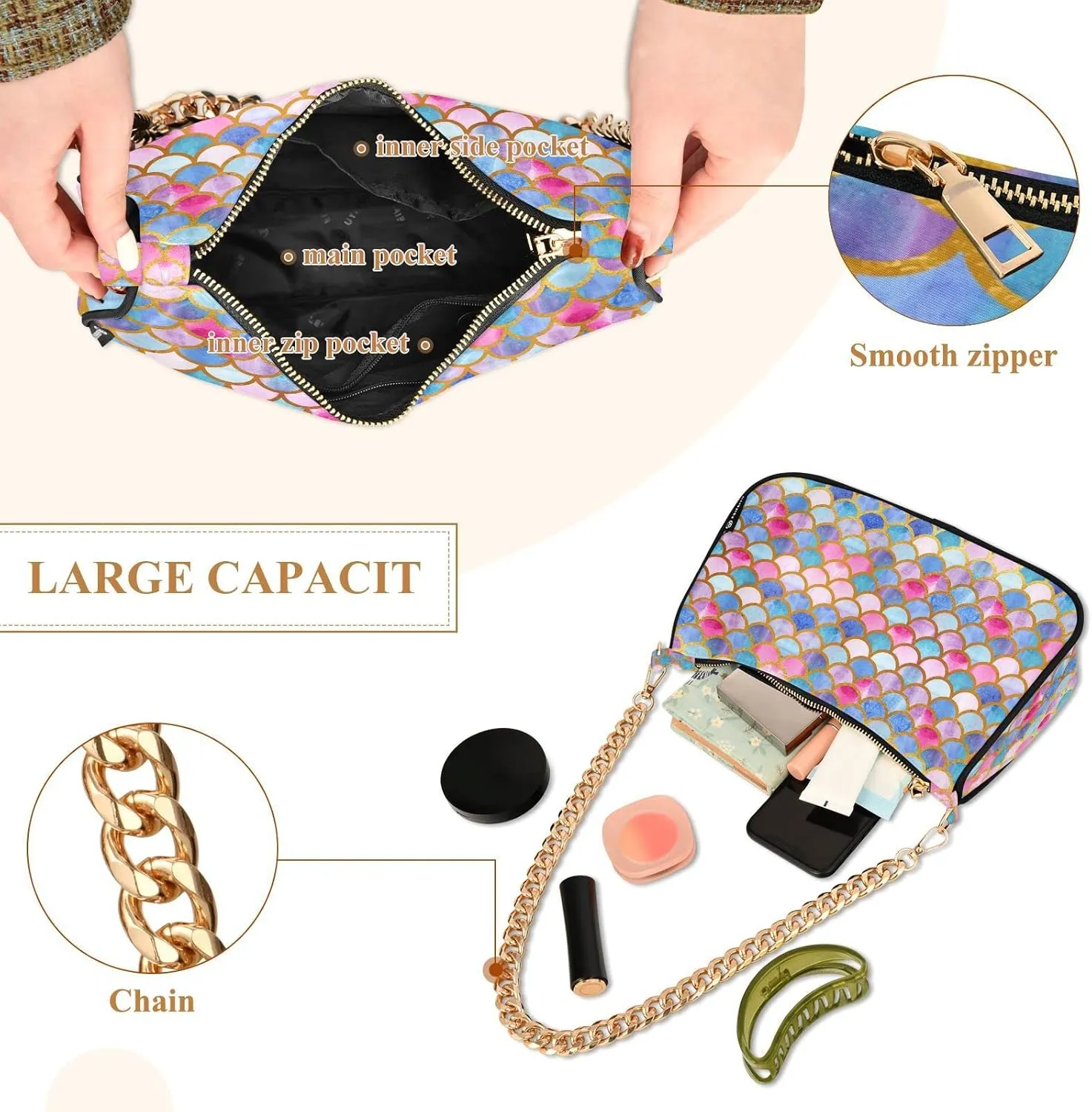 Chain Shoulder Bag Tote Handbag Purse for Women