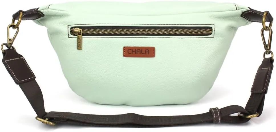 CHALA Fanny Pack Women RFID Protected Sling Purse and Waist Bag with Two Adjustable Straps - Turtles - teal