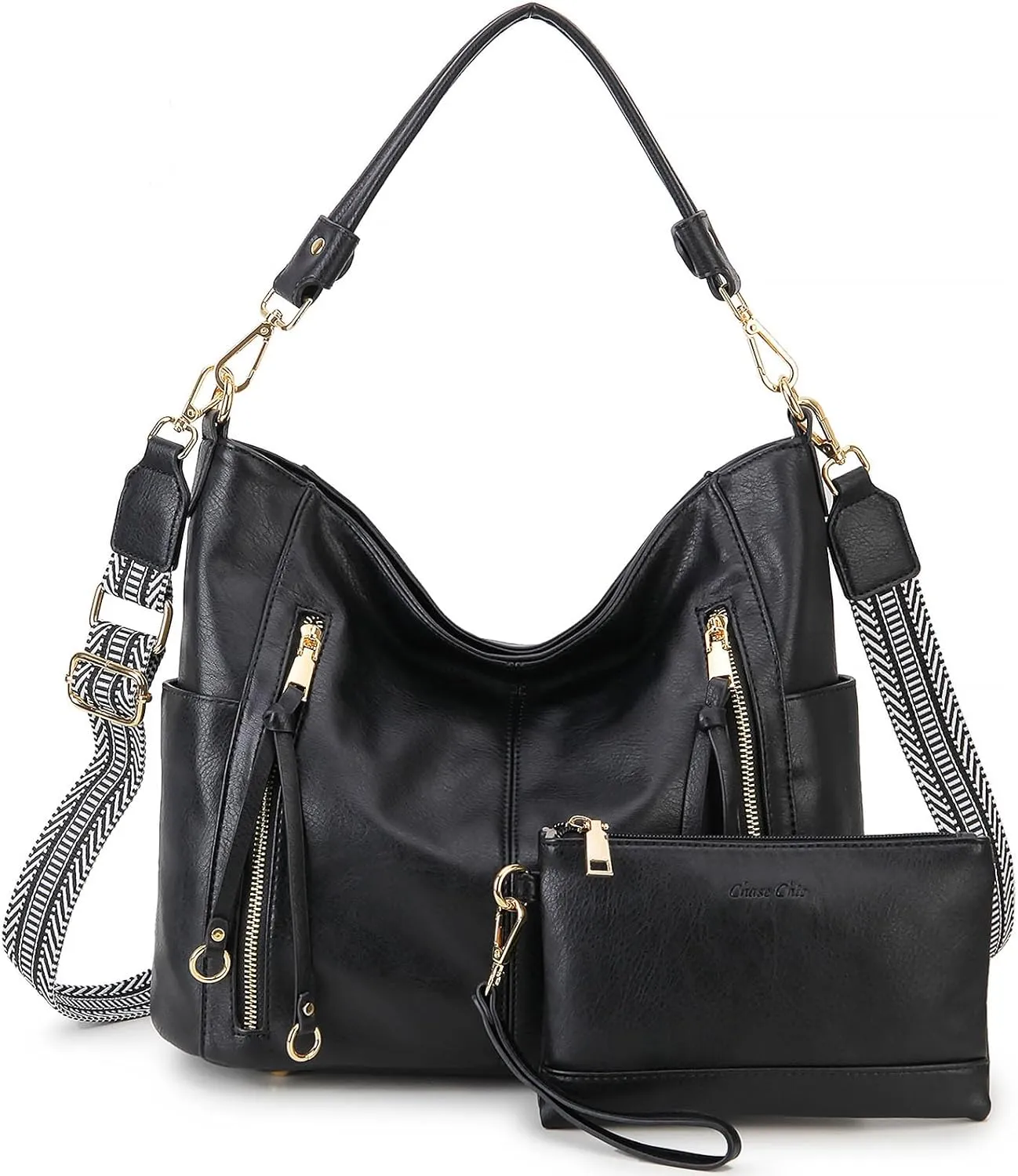 Chase Chic Hobo Bag for Women, PU Ladies Purse Handbags Trendy Crossbody Shoulder Bucket Bag for Work,Travel