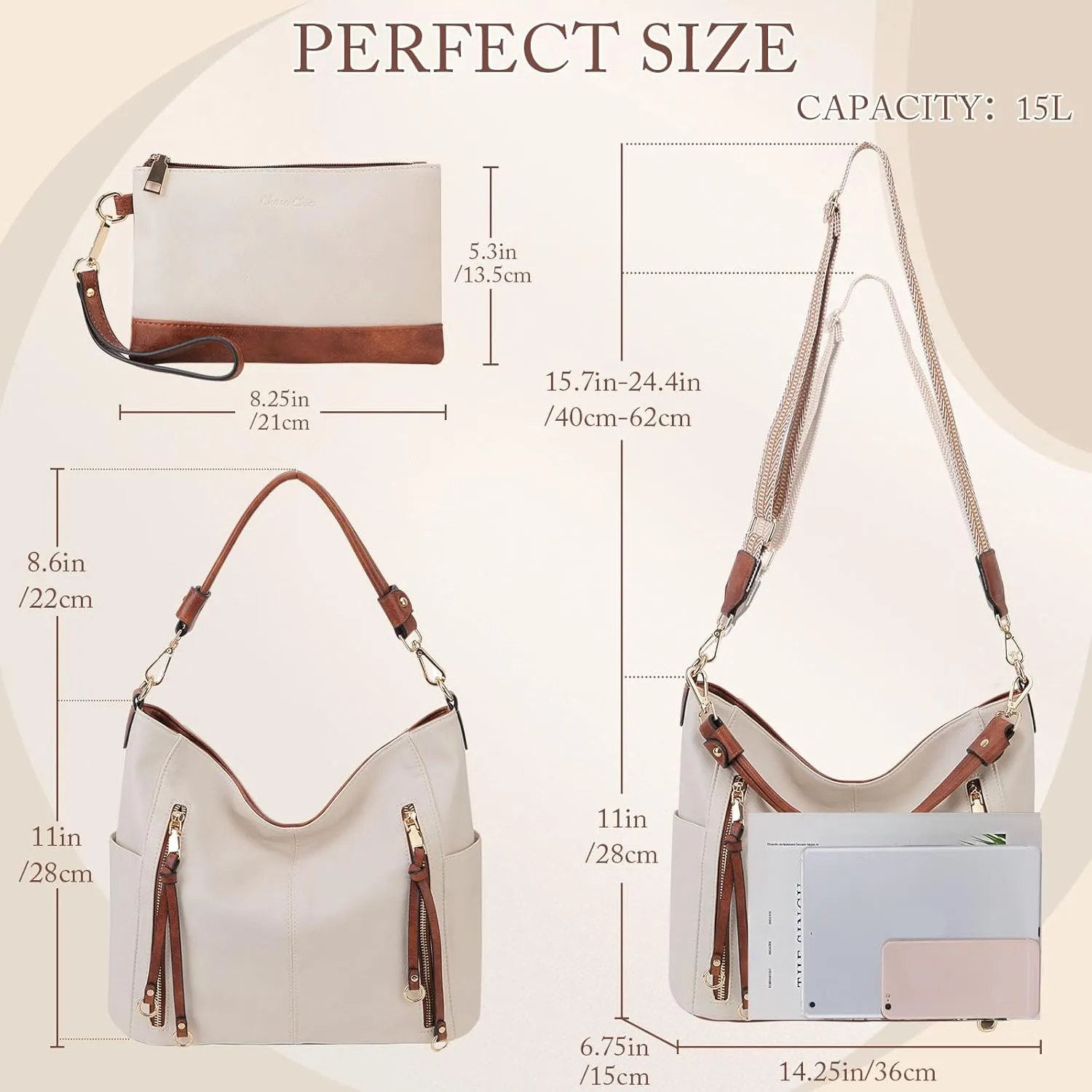 Chase Chic Hobo Bag for Women, PU Ladies Purse Handbags Trendy Crossbody Shoulder Bucket Bag for Work,Travel