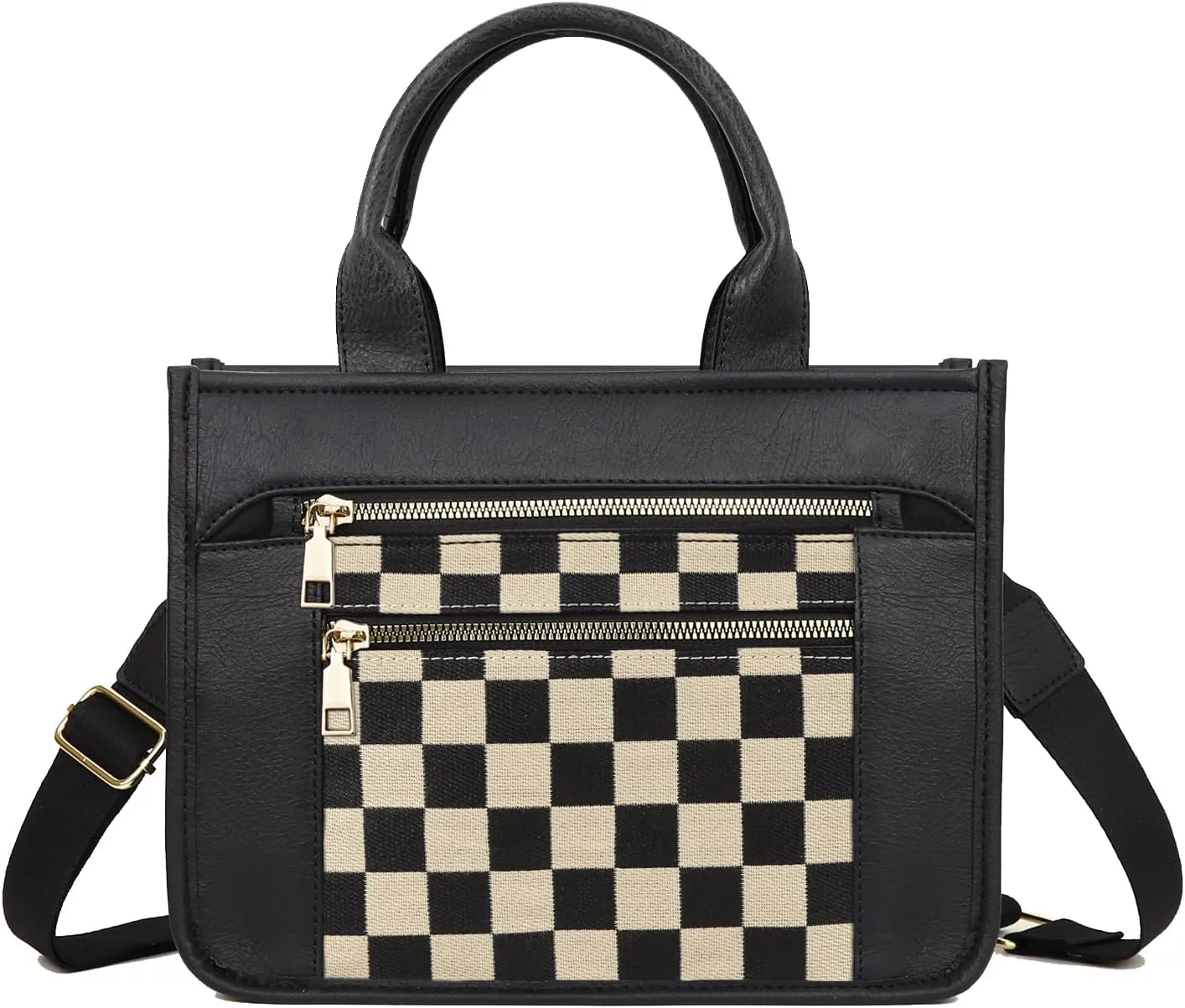 Checkered Tote Bag for Women - Plaid Handbag Checkerboard Crossbody Shoulder Bag Trendy Checkered Work Tote Purse