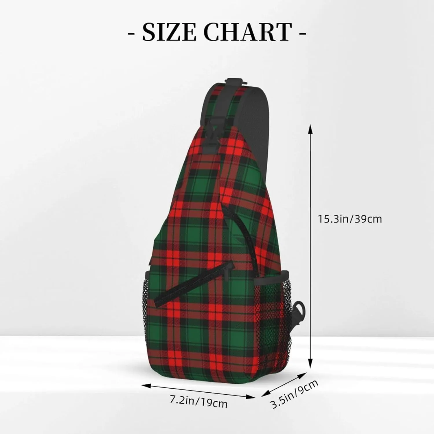 Christmas Plaid Sling Backpack Chest Bag Crossbody Shoulder Bag Gym Cycling Travel Hiking Daypack For Men Women
