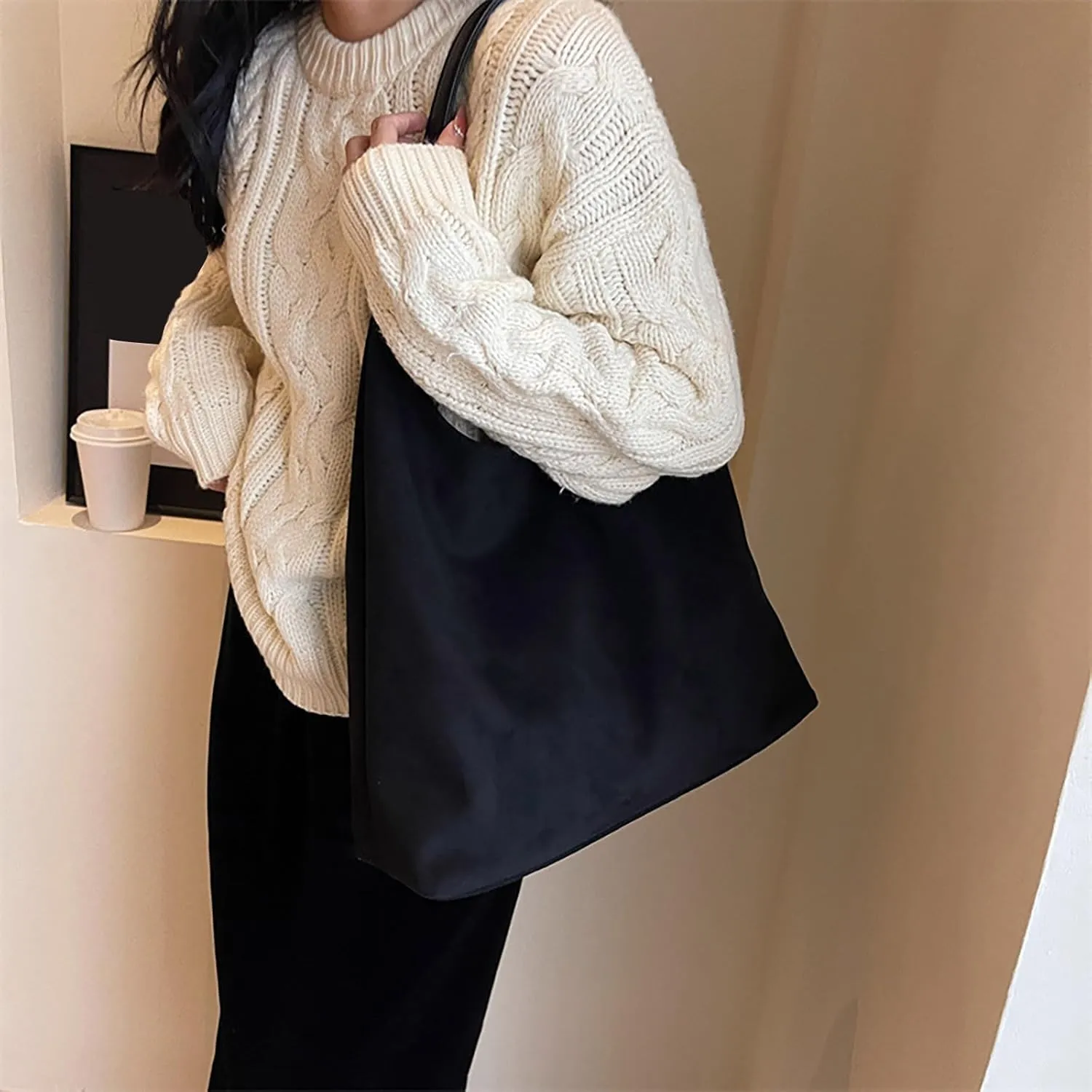 Classic Flock Tote Bag for Women Suede Durable Handbag Fashion Soft Large Space Capacity Shoulder Bags
