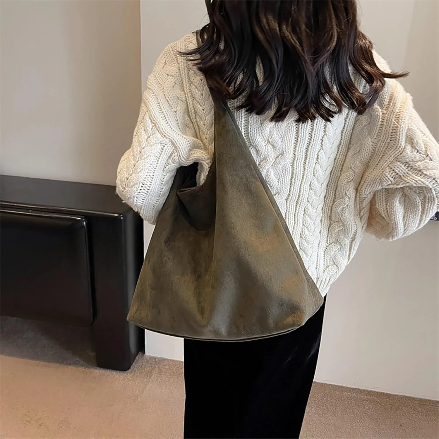 Classic Flock Tote Bag for Women Suede Durable Handbag Fashion Soft Large Space Capacity Shoulder Bags