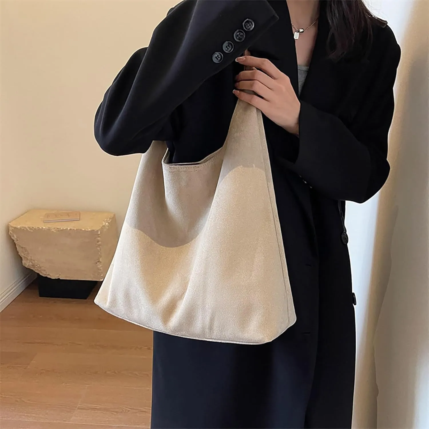 Classic Flock Tote Bag for Women Suede Durable Handbag Fashion Soft Large Space Capacity Shoulder Bags