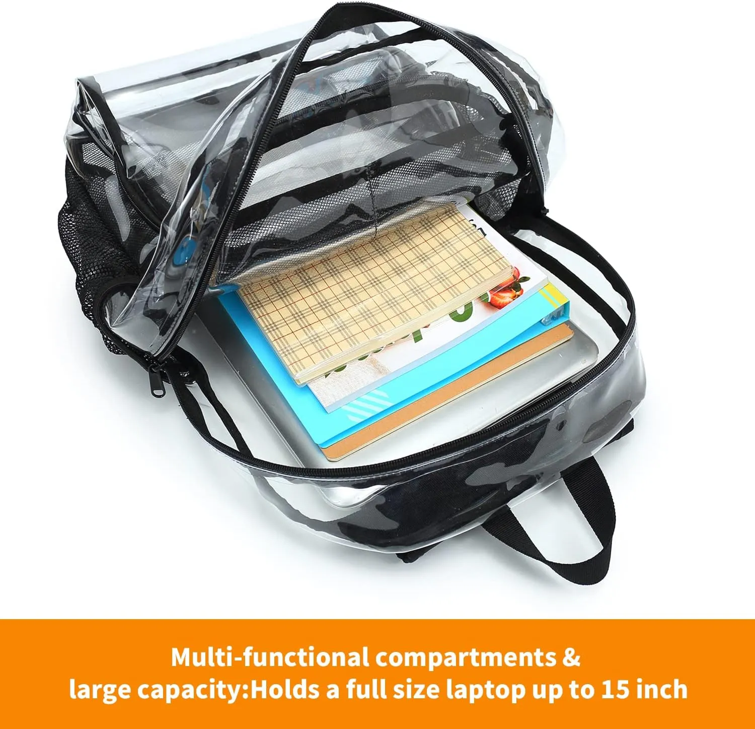 Clear Backpack, Clear Bag Stadium Large See Through Bookbag Heavy Duty PVC Transparent Backpacks for School
