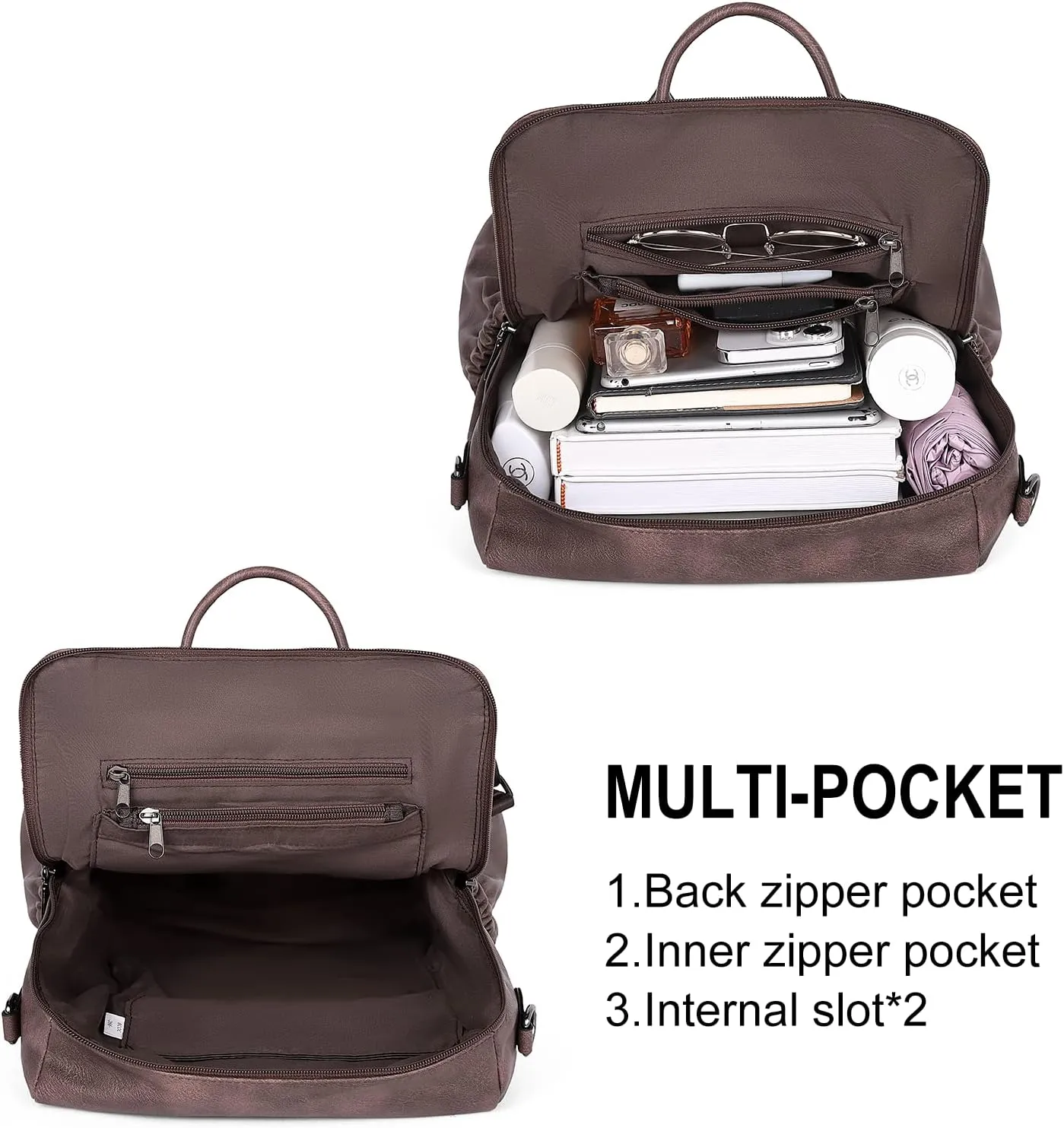 CLUCI Backpack Purse for Women Leather Fashion Designer Travel Ladies Shoulder Bags with Wristlet