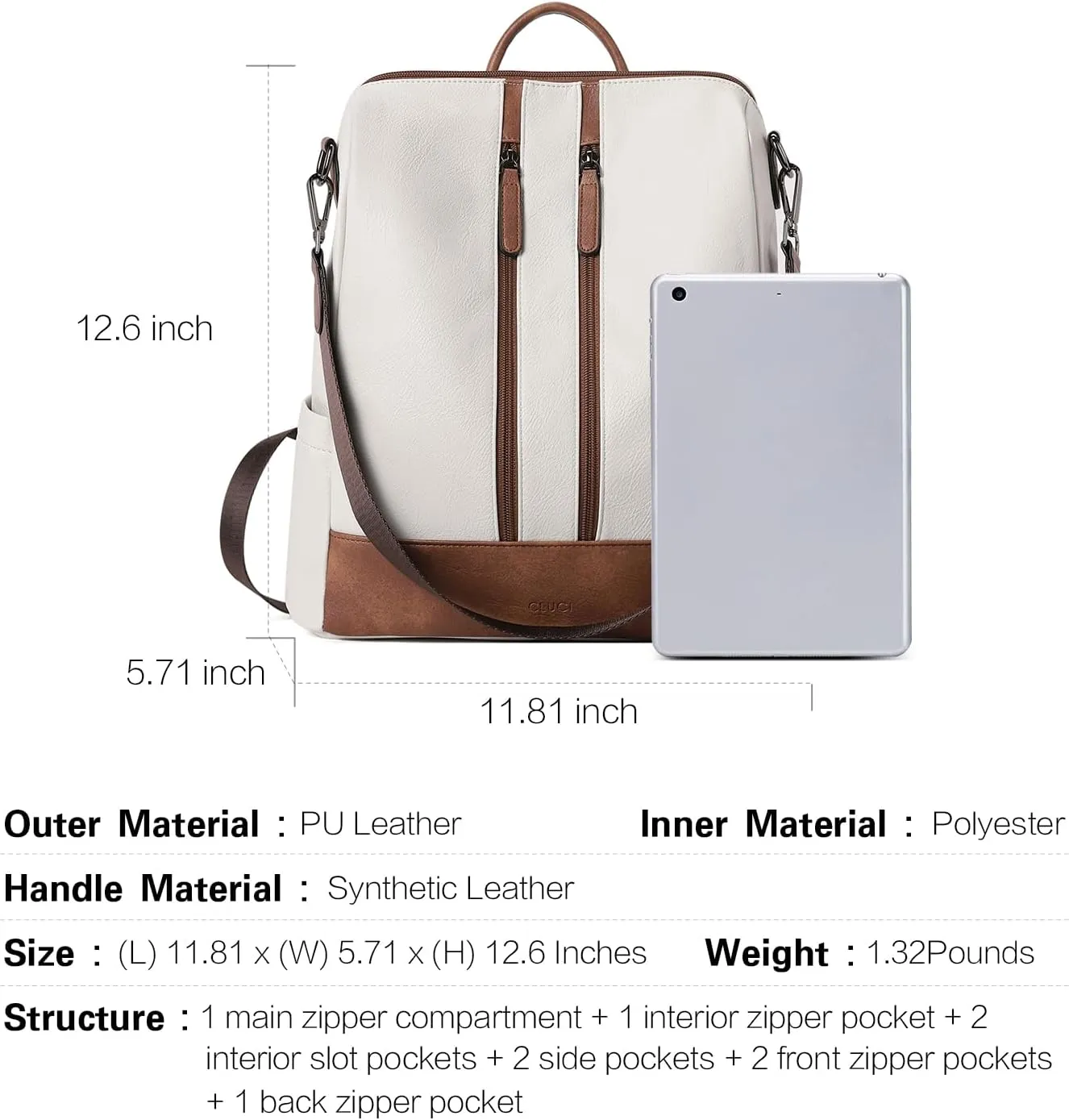 CLUCI Leather Backpack Purse for Women Convertible Large Travel Ladies Designer Fashion Casual College Shoulder Bag