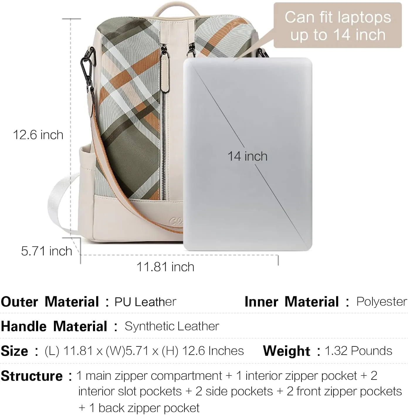 CLUCI Leather Backpack Purse for Women Convertible Large Travel Ladies Designer Fashion Casual College Shoulder Bag